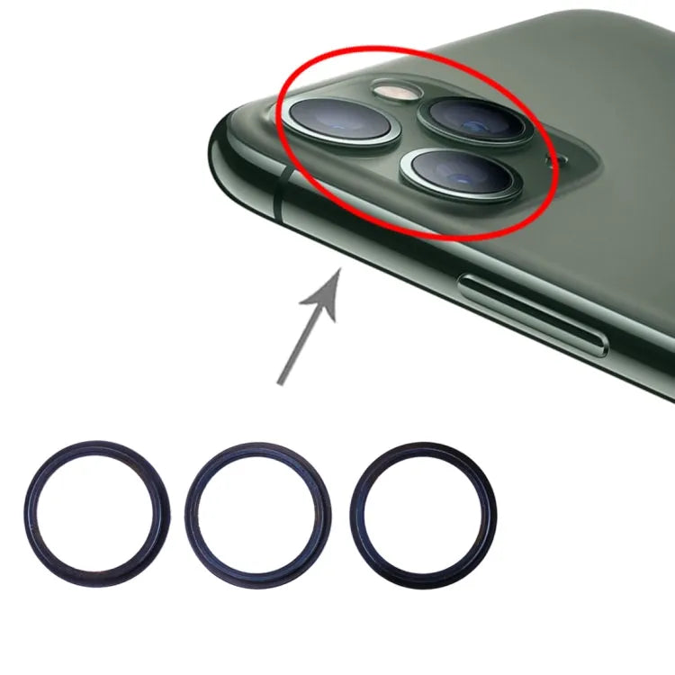 Achtercamera glazen lens met metalen beschermring voor iPhone 11 Pro en 11 Pro Max (3 stuks, groen)