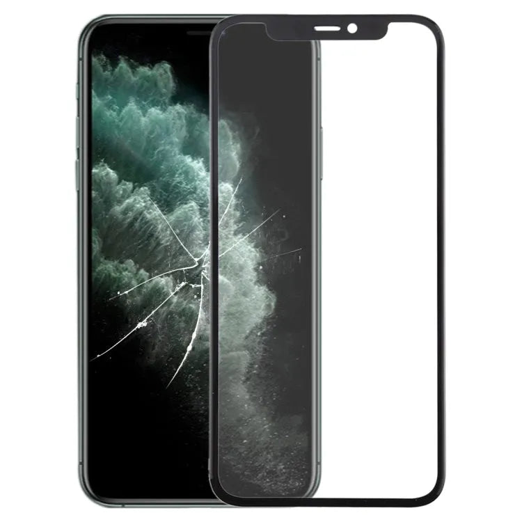 Voorscherm glazen buitenlens met OCA-lijm voor iPhone 11 Pro (zwart)