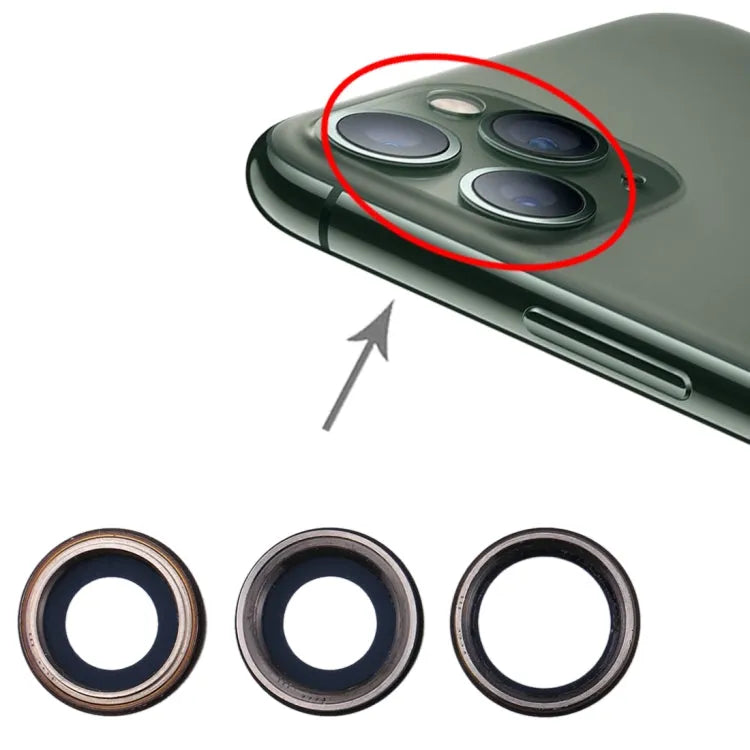3 stuks cameralens met bezel-ring achterzijde voor iPhone 11 Pro / 11 Pro Max