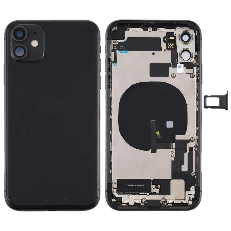 Achterkant compleet met flexkabels en oplaadmodule voor iPhone 11 (zwart)