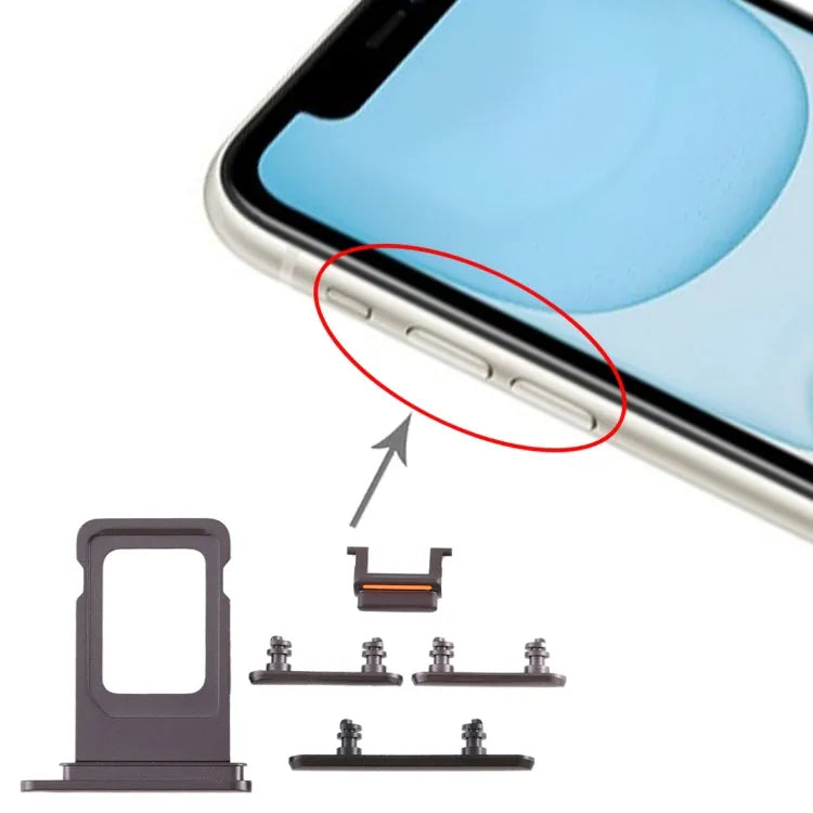 Simkaarthouder met zijknop voor iPhone 11 (zwart)