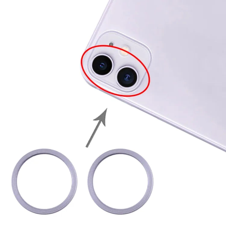 Camera-lensglas met metalen beschermring voor iPhone 11 (paars, 2 stuks)