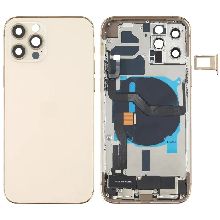 Achterklep-assemblage met zijknoppen, luidspreker en oplaadpoort voor iPhone 12 Pro (goud)