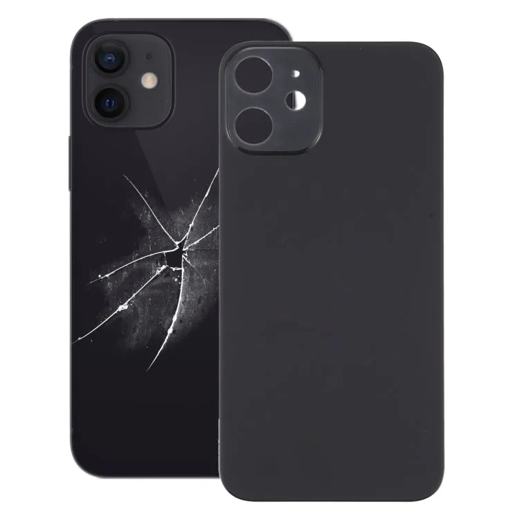 Achterklep batterijdeksel met grote cameralens-uitsparing voor iPhone 12 Mini (zwart)
