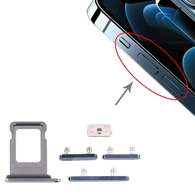 SIM-kaarthouder met zijkleppen voor iPhone 12 Pro (blauw)