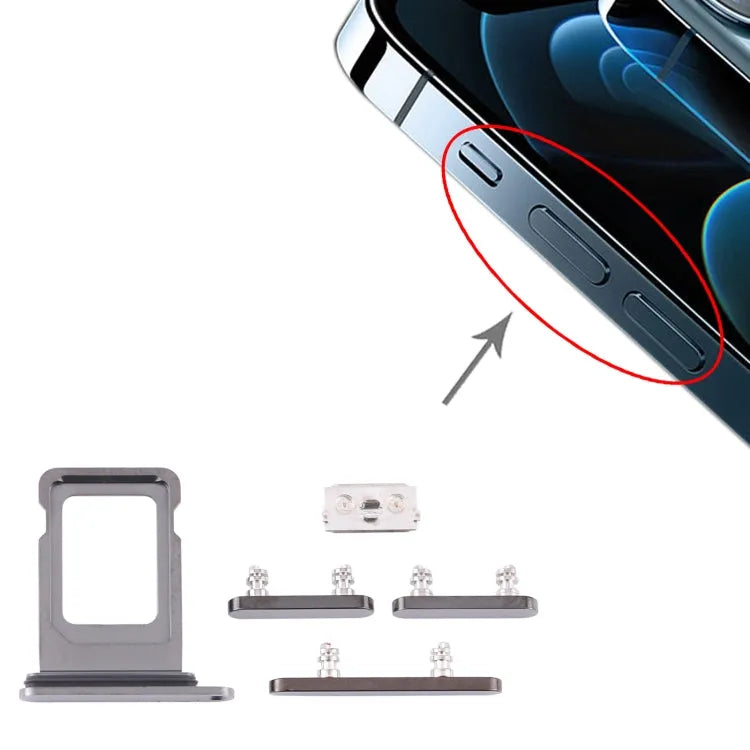 SIM-kaarthouder met zijkleppen voor iPhone 12 Pro (grafiet)