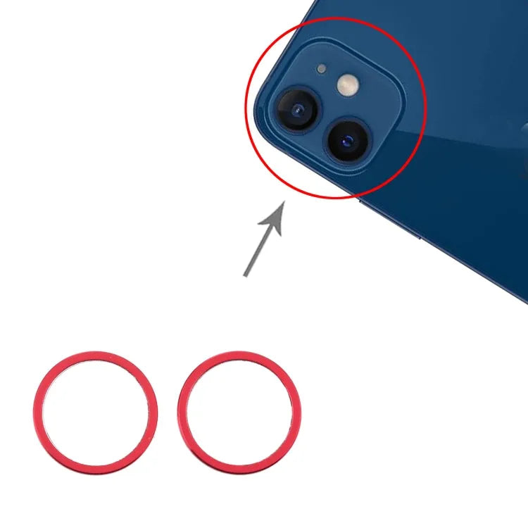2 stuks camera-beschermring voor iPhone 12 Mini (rood)
