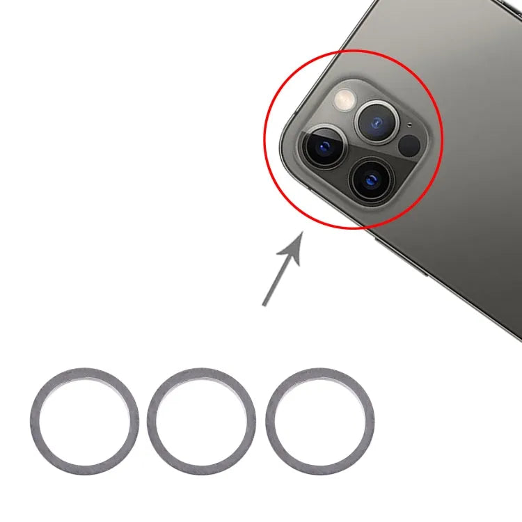 Cameralens met metalen ring voor iPhone 12 Pro Max (grafiet, 3 stuks)
