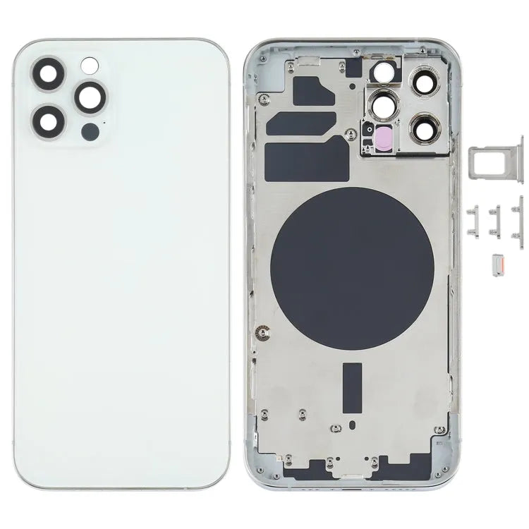 Achterbehuizing met simhouder en cameralens voor iPhone 12 Pro (wit)