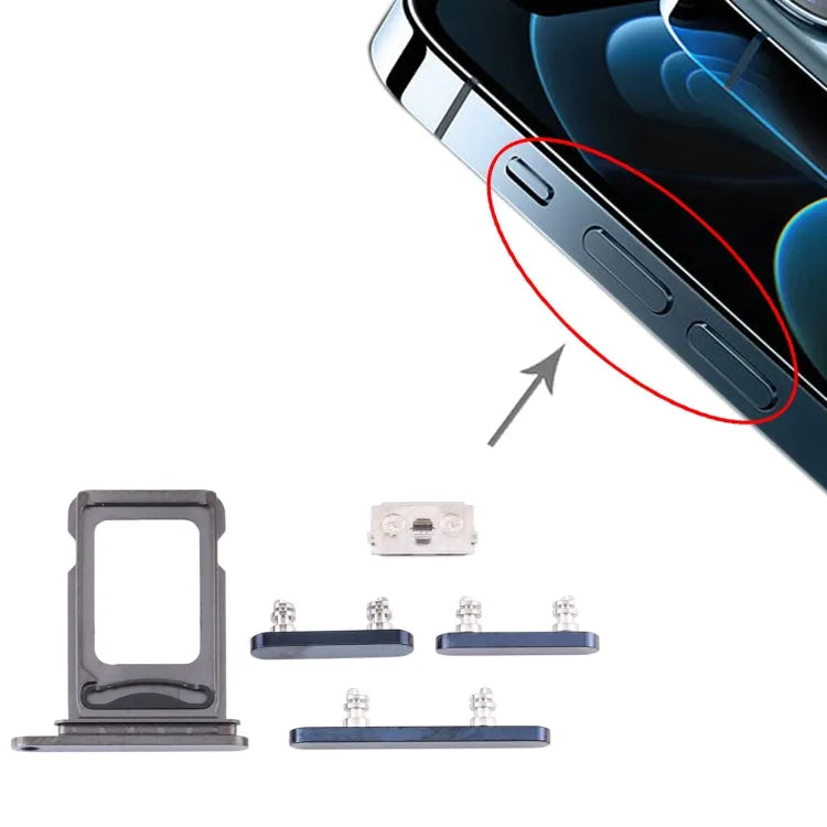 Simhouder en zijknoppen voor iPhone 12 Pro Max (blauw)