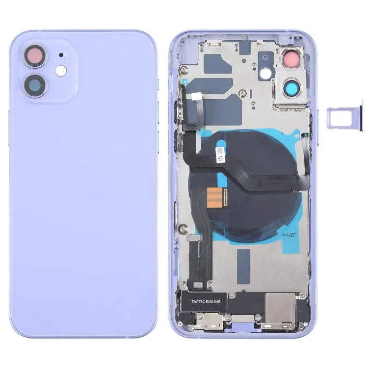 Achterkant-behuizing compleet met onderdelen voor iPhone 12 (paars)