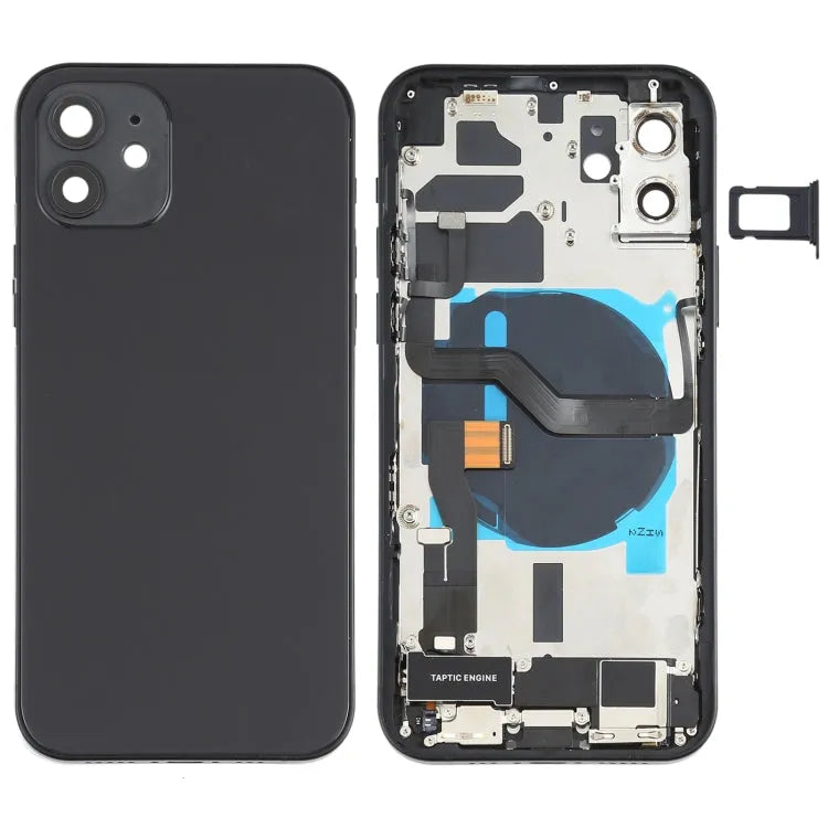 Achterkant-behuizing compleet met onderdelen voor iPhone 12 (zwart)