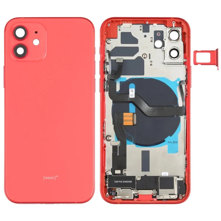 Achterkant-behuizing compleet met onderdelen voor iPhone 12 (rood)