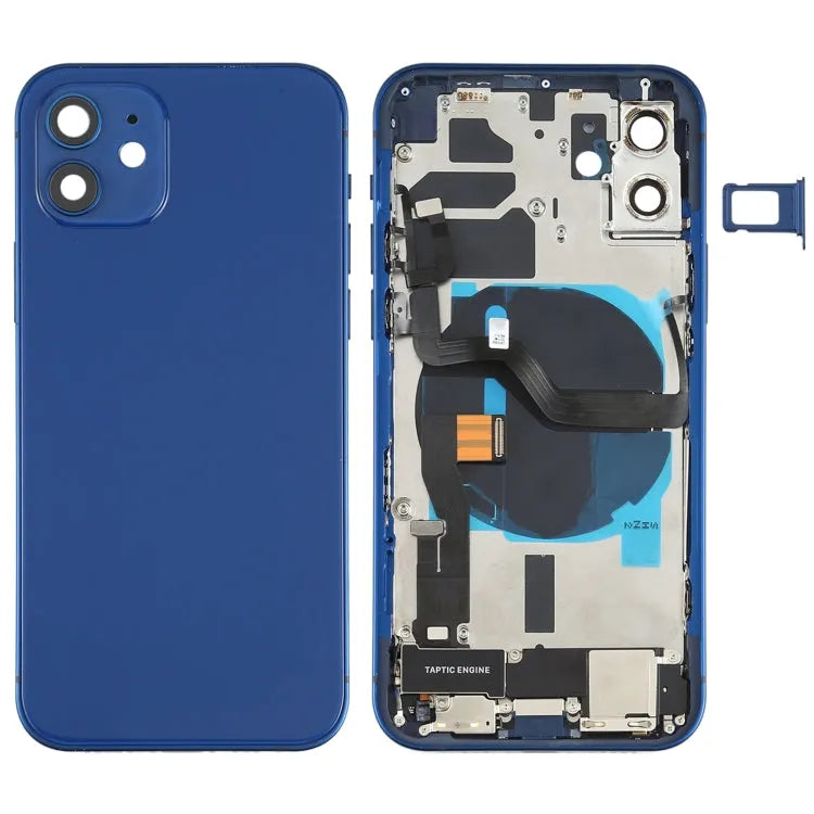 Achterkant-behuizing compleet met onderdelen voor iPhone 12 (blauw)
