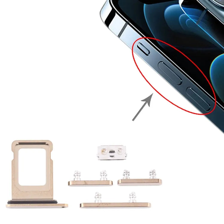 Simhouder en zijknoppen voor iPhone 12 Pro Max (goud)