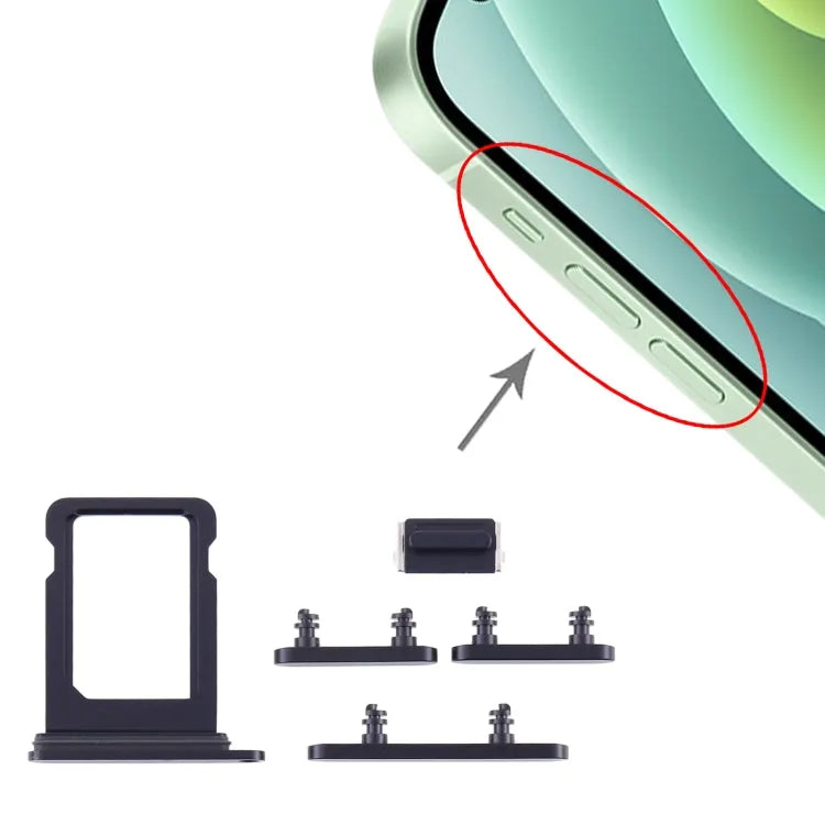 Simhouder en zijknoppen voor iPhone 12 mini (zwart)