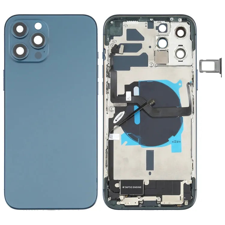 Achterkant-assembly met knoppen en oplaadmodule voor iPhone 12 Pro Max (blauw)