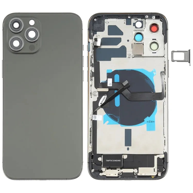 Achterkant-assembly met knoppen en oplaadmodule voor iPhone 12 Pro Max (zwart)
