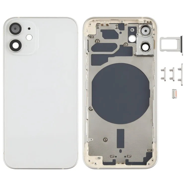 Achterbehuizing met simlade, knoppen en cameralens voor iPhone 12 Mini (zwart)
