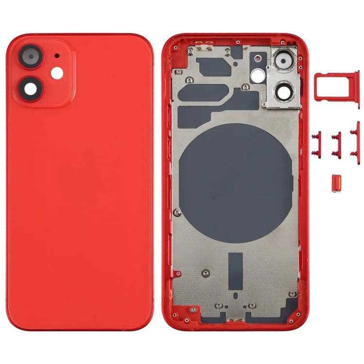 Achterbehuizing met simlade, knoppen en cameralens voor iPhone 12 Mini (zwart, variant B)