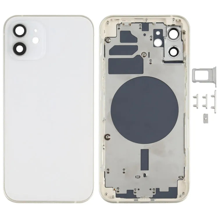 Achterbehuizing met SIM-lade, zijknoppen en cameralens voor iPhone 12 (wit)