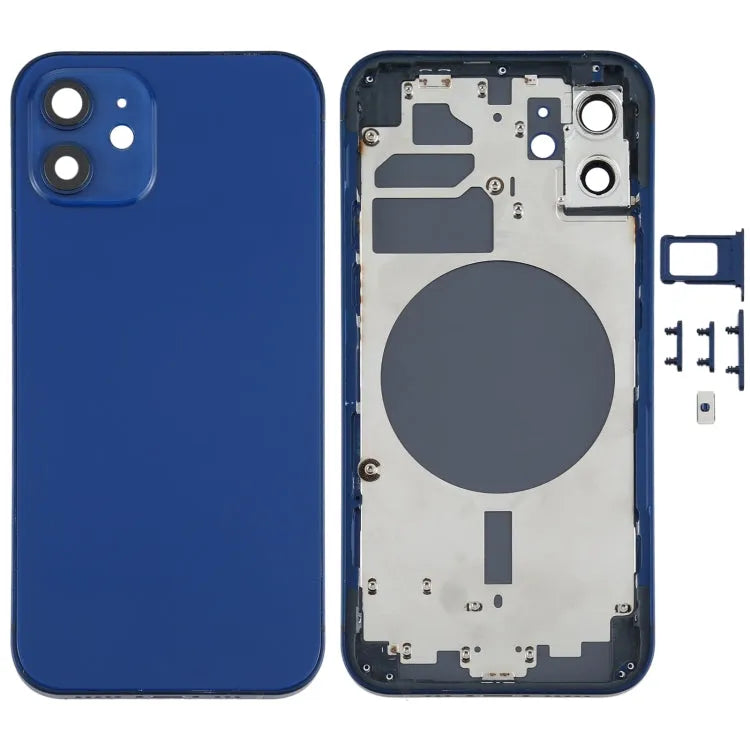 Achterbehuizing met SIM-lade, zijknoppen en cameralens voor iPhone 12 (blauw)