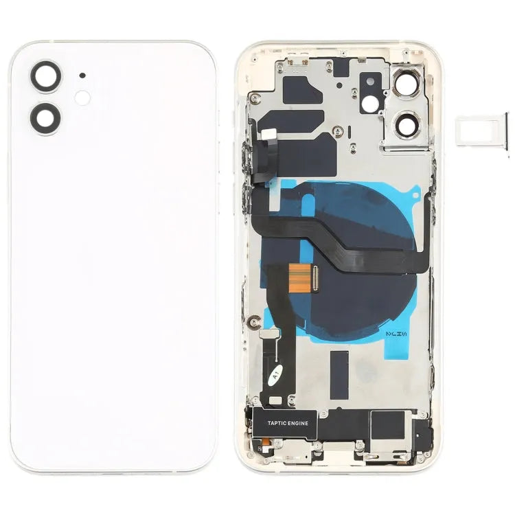 Achterklep-assembly met zijknoppen, luidspreker en oplaadpoort voor iPhone 12 (wit)