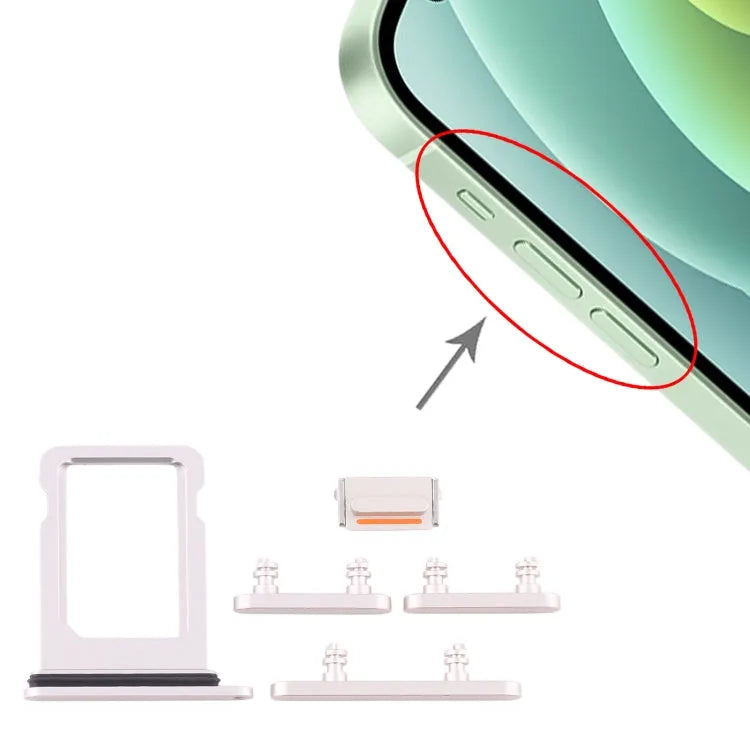SIM-kaarthouder met zijknoppen voor iPhone 12 Mini (wit)