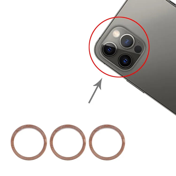 3 stuks metalen beschermring achtercamera-lens voor iPhone 12 Pro Max (goud)