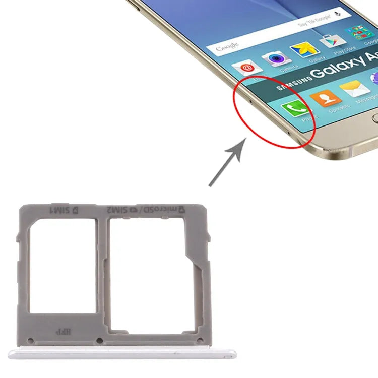 SIM-kaartlade en Micro-SD-kaartlade voor Galaxy A8 Star A9 Star SM-G8850 (zilver)