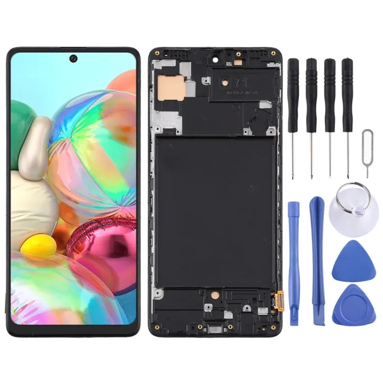 TFT LCD-scherm met digitizer en frame voor Samsung Galaxy A71 SM-A715 (zwart, geen vingerafdruk)