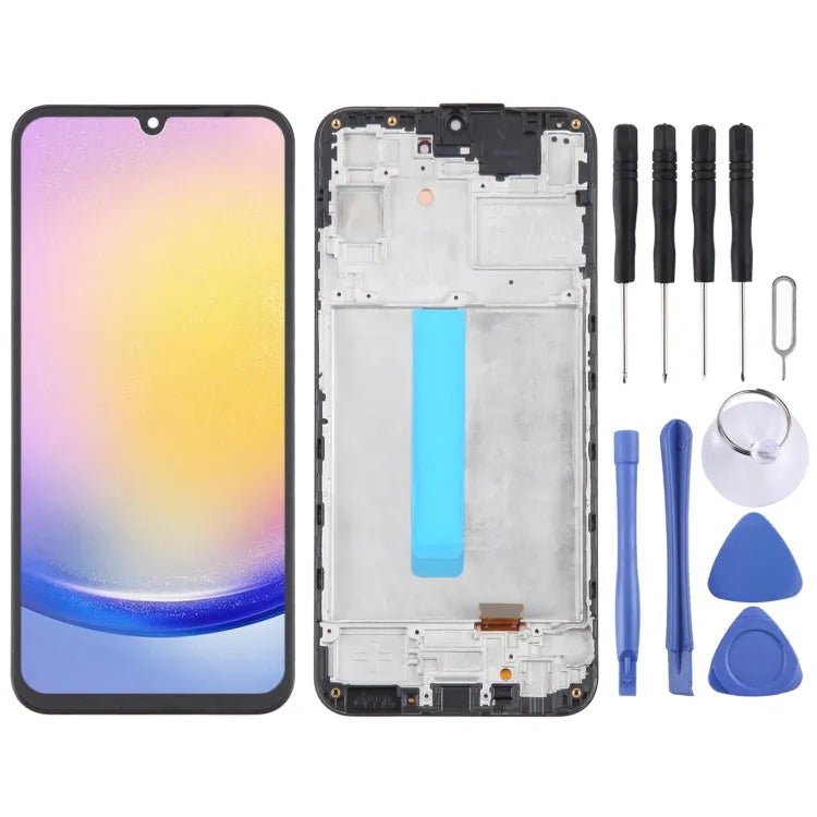 OLED LCD-schermdigitizer inclusief frame voor Samsung Galaxy A25 SM-A256B 6,5 inch (zwart)