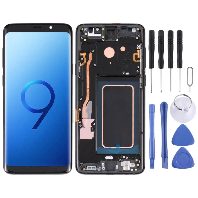 Super AMOLED-schermdigitizer inclusief frame voor Samsung Galaxy S9 G960F DS G960U G960W G9600 (zwart)