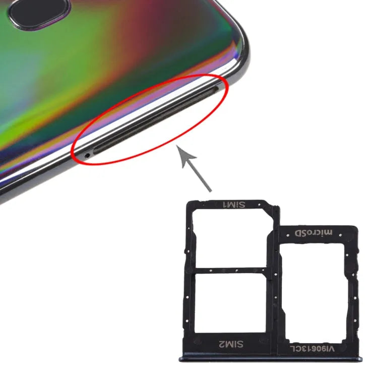 Dual-SIM + Micro SD-kaartlade voor Samsung Galaxy A40 (zwart)