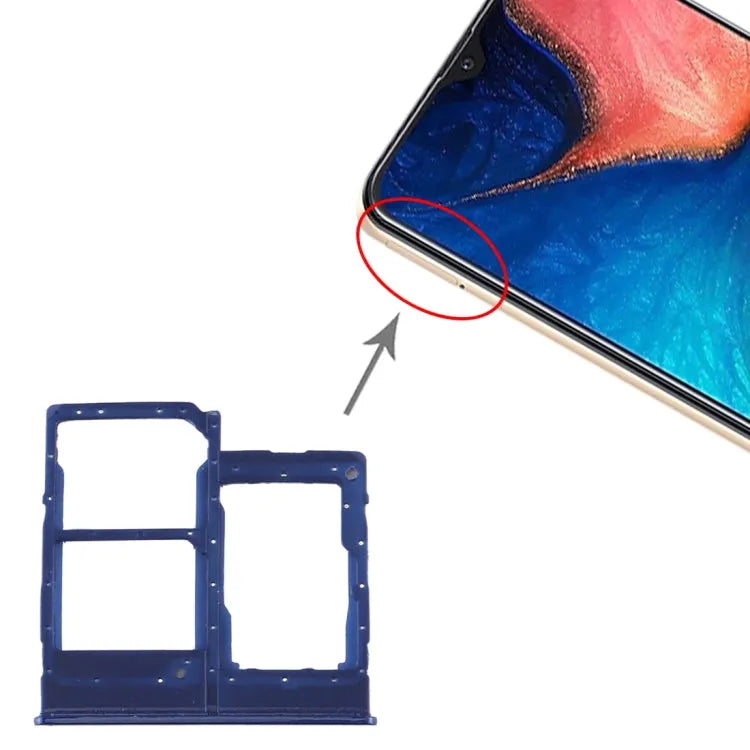 Dubbele SIM-kaartlade met Micro SD-houder voor Samsung Galaxy A20e (blauw)