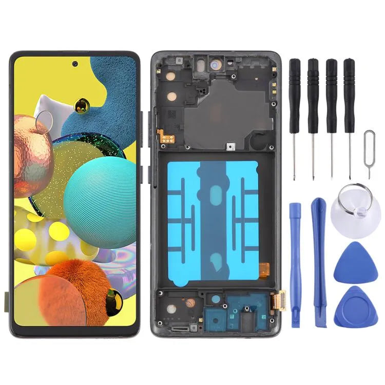 OLED LCD-schermdigitizer met frame voor Samsung Galaxy A51 5G SM-A516 6,43 inch (zwart)