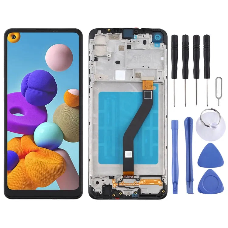 LCD-scherm digitizer met frame voor Samsung Galaxy A21 SM-A215 (zwart)