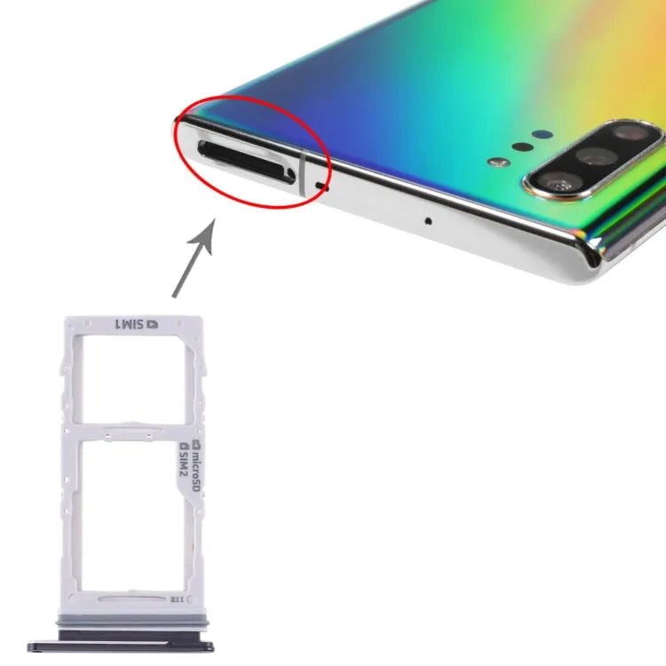 SIM- en Micro SD-kaartlade voor Samsung Galaxy Note10+ (zwart)