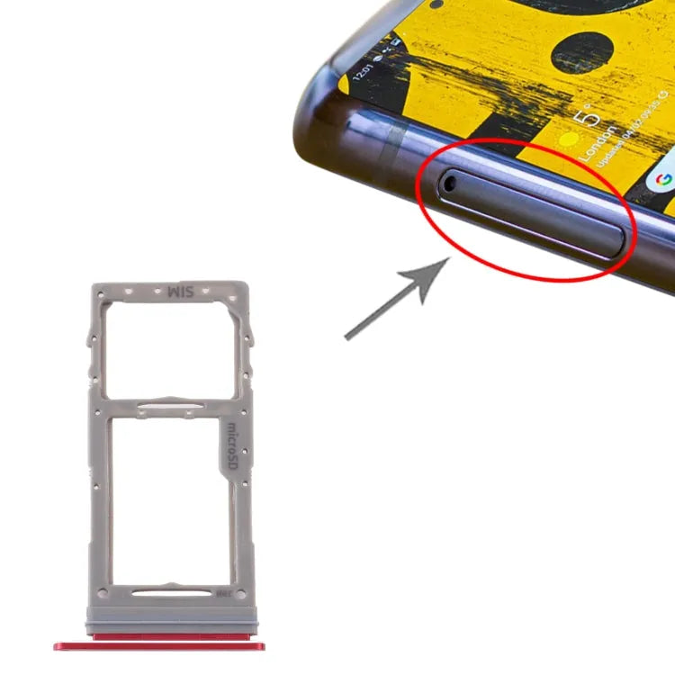 SIM-kaartlade en micro SD-kaartlade in rood voor Samsung Galaxy Note 10 Lite SM-N770