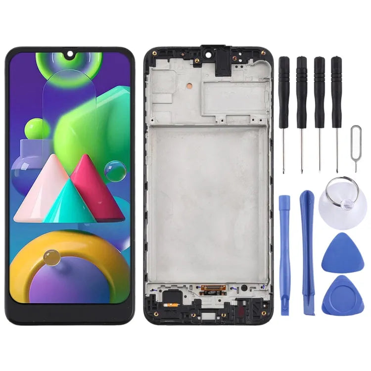 TFT LCD-scherm met digitizer en frame voor Samsung Galaxy M21 SM-M215 (zwart)