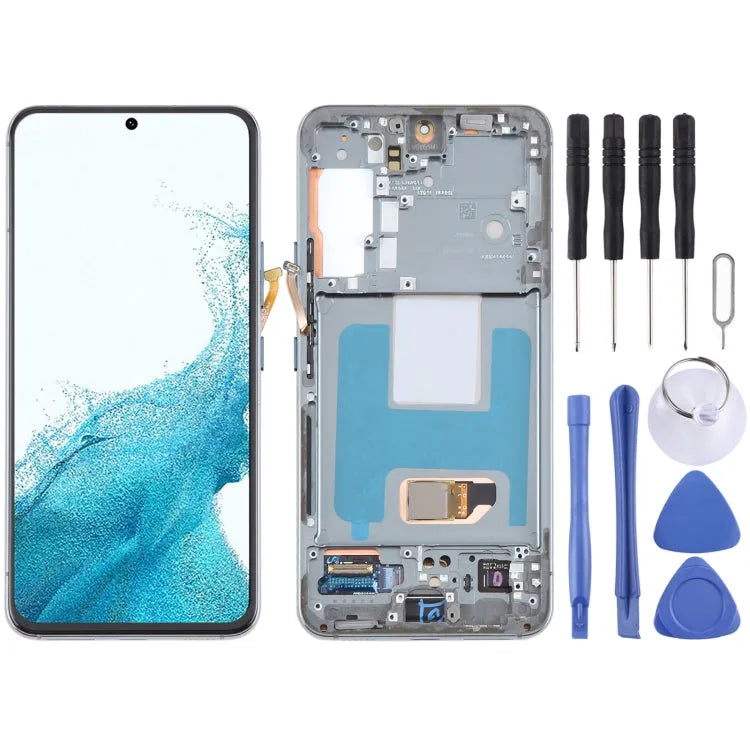 Origineel LCD-scherm met digitizer en frame voor Samsung Galaxy S22 5G SM-S901B EU (groen)