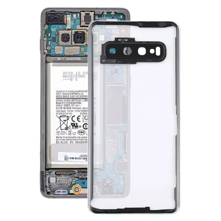 Transparante batterij-achterkant met cameralensframe voor Samsung Galaxy S10 SM-G973 (transparant)
