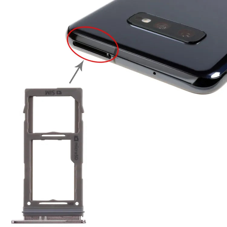 SIM-kaartlade en Micro SD-kaartlade voor Samsung Galaxy S10+ S10 S10e (zwart)