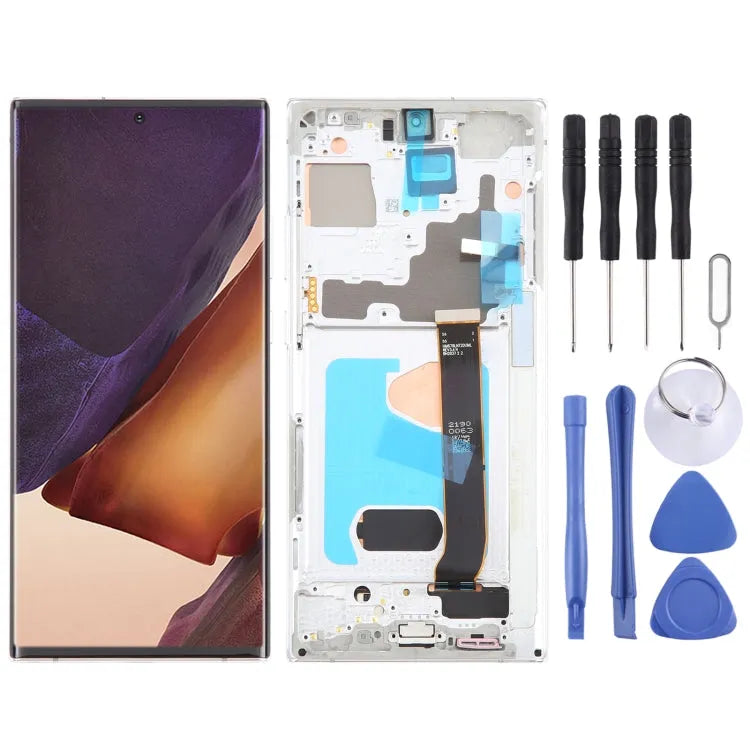 OLED LCD-schermdigitizer met frame voor Samsung Galaxy Note20 Ultra 5G SM-N986B (6,78 inch, zilver)
