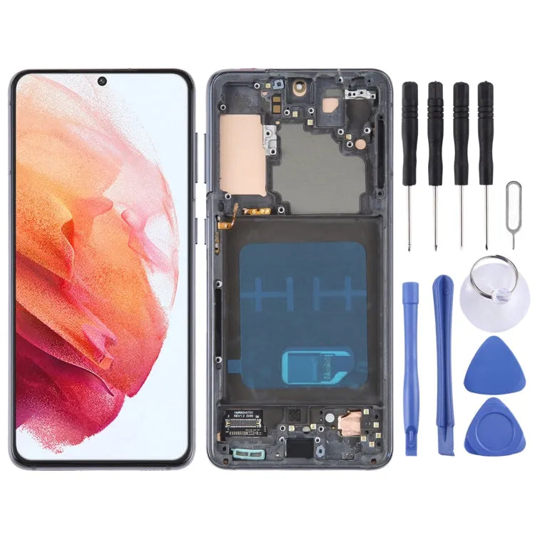 OLED LCD-scherm met digitizer en frame voor Samsung Galaxy S21 5G SM-G991B (zwart)