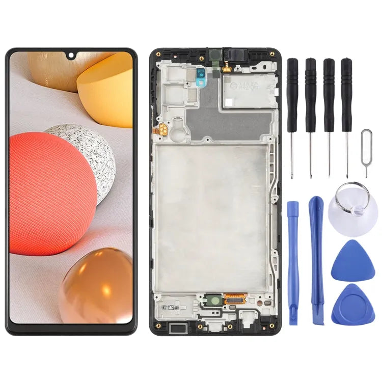 Originele Super AMOLED schermdigitizer met frame voor Samsung Galaxy A42 5G SM-A426 (zwart)