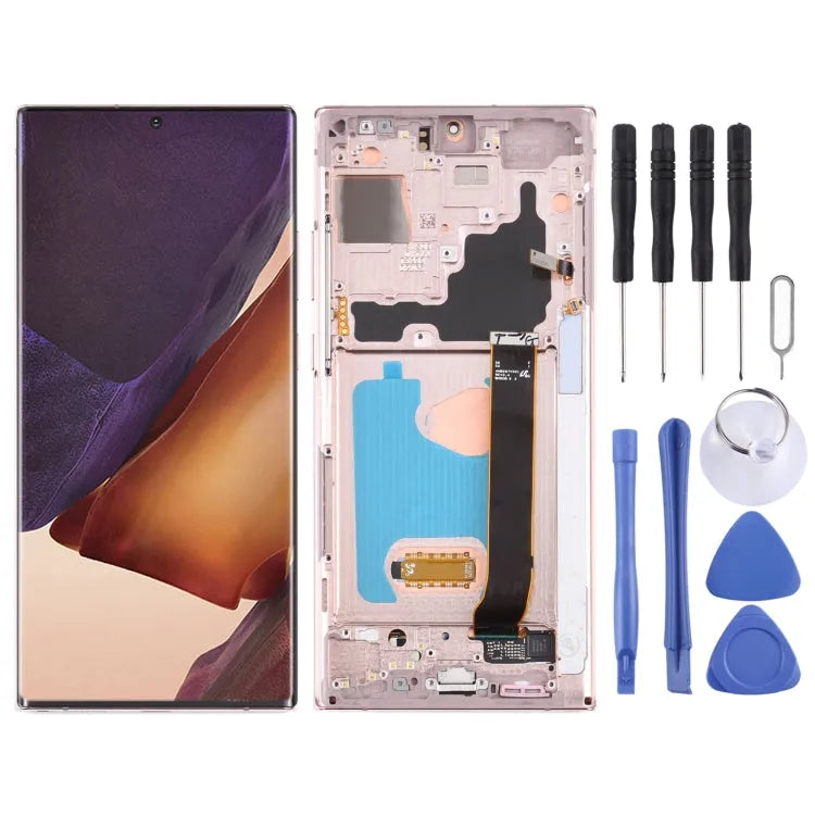 Originele Super AMOLED schermdigitizer met frame voor Samsung Galaxy Note20 Ultra 5G SM-N986 (goud)