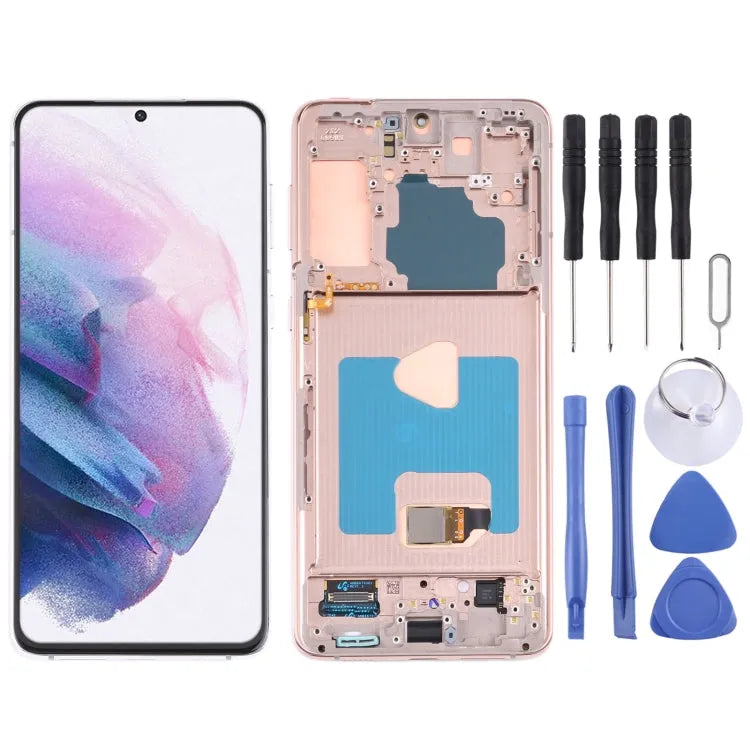 Super AMOLED-scherm met frame voor Samsung Galaxy S21+ 5G SM-G996 (goud)