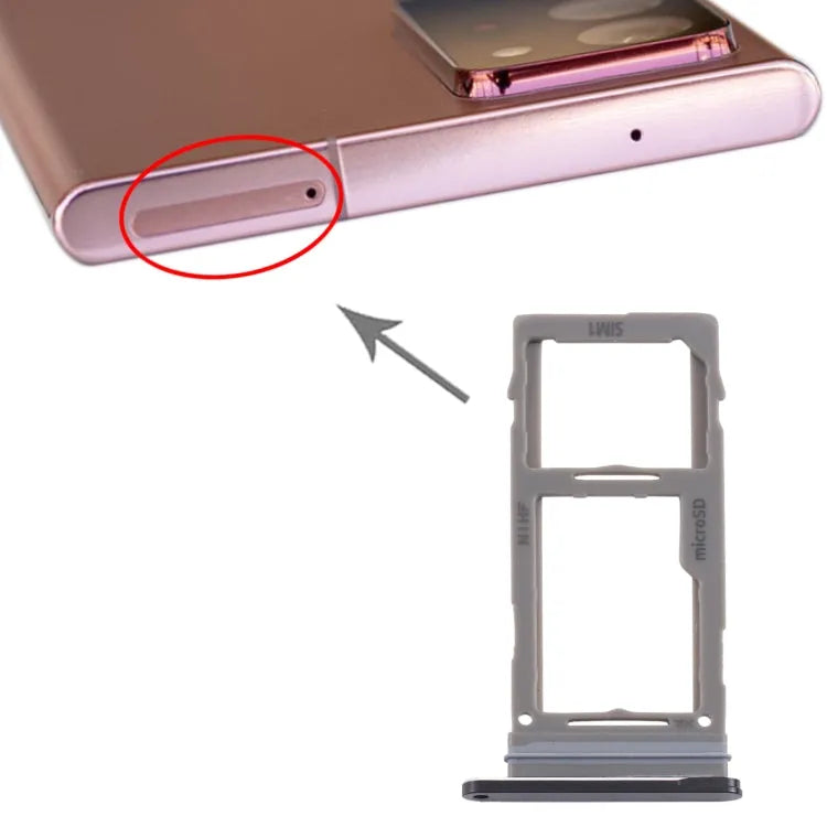 Simkaartlade en micro SD-kaartlade voor Samsung Galaxy Note20 Ultra (zwart)