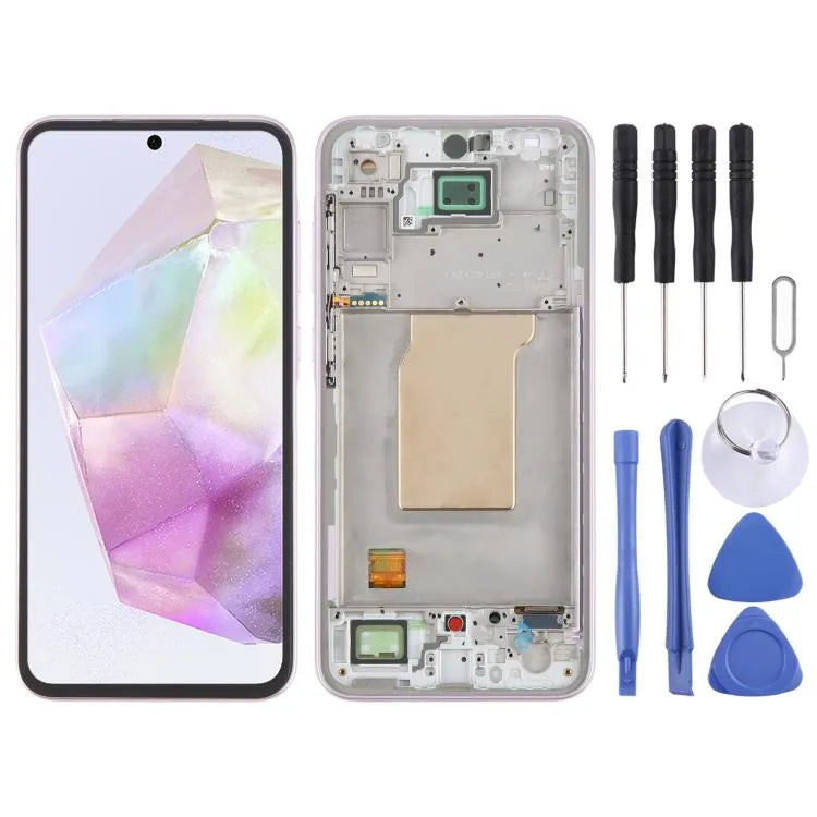 Originele LCD-schermdigitizer met frame voor Samsung Galaxy A35 SM-A356B (roze)